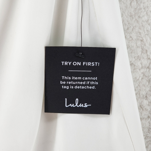 Lulu's Women's Showing Off A Little White Asymmetrical Tulip Midi Dress -XS - Picture 7 of 7